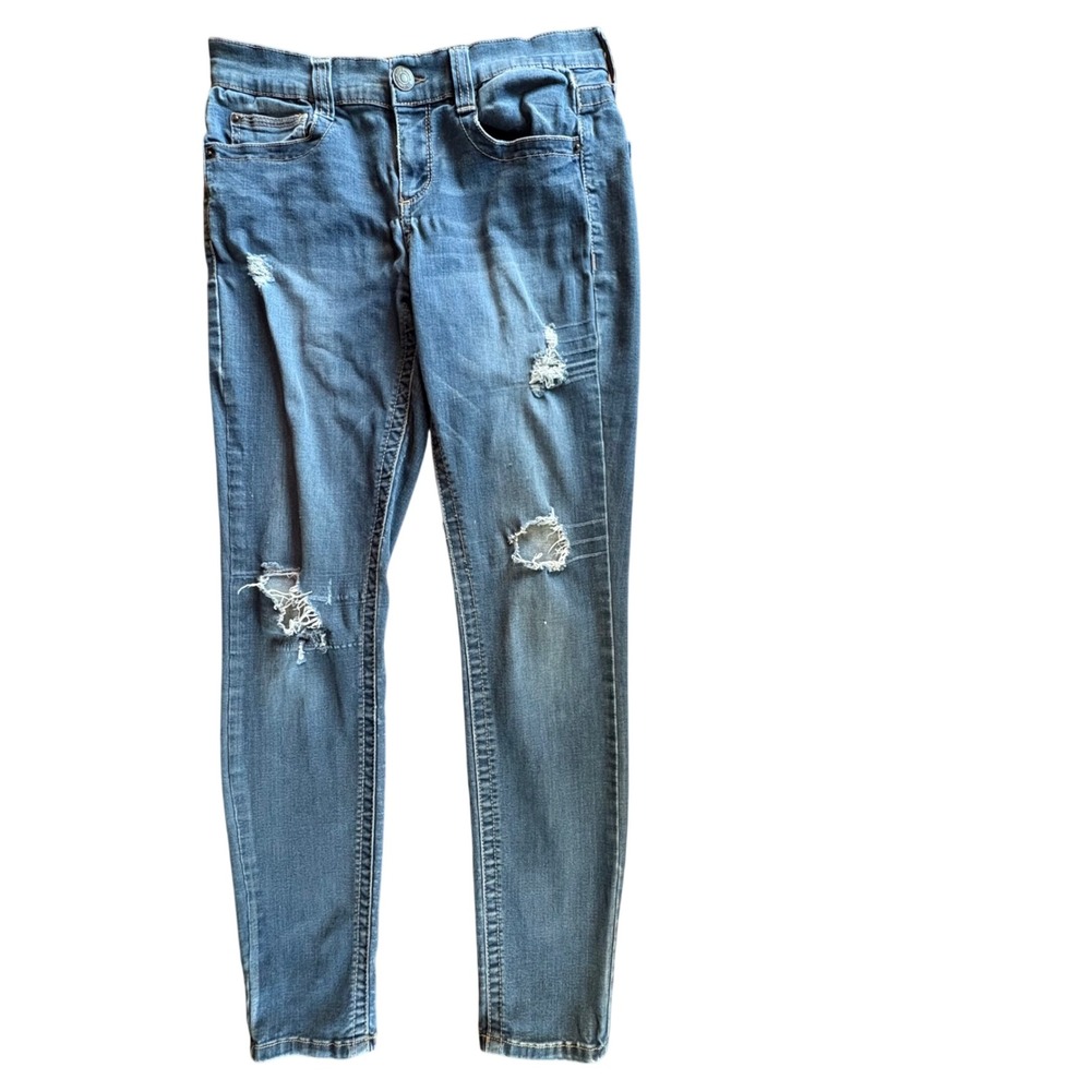 Mudd Skinny Jeans Women 9 Blue Good Distressed Ripped FLX Stretch Denim